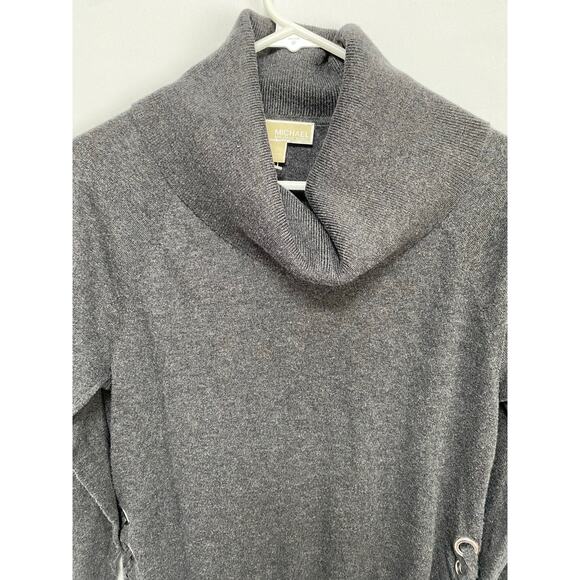 Michael Kors Womens M Dark Gray Cowl Turtleneck Longsleeve Sweater Side Ties - Picture 6 of 6